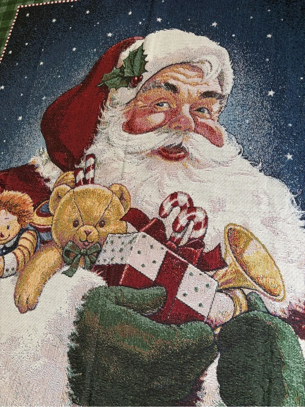 American Weavers Festive Santa Throw Blanket – Holiday Tapestry. 62x51 inches